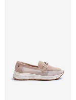 Damskie Zamszowe Mokasyny D&A TW210 Beżowe