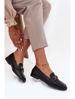 Półbuty Loafersy Damskie Z Ozdobą Czarne Priscelle