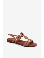 Dámské sandály Ploché Světle hnědé model 22140676 - S.Barski