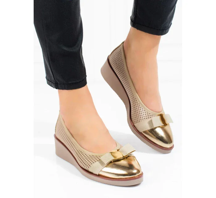 Originální dámské zlaté lodičky na klínku Originální dámské zlaté lodičky na klínku