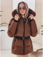 Dámská zimní prošívaná bunda s kapucí hnědá Dstreet model 21990588 - FashionStreet