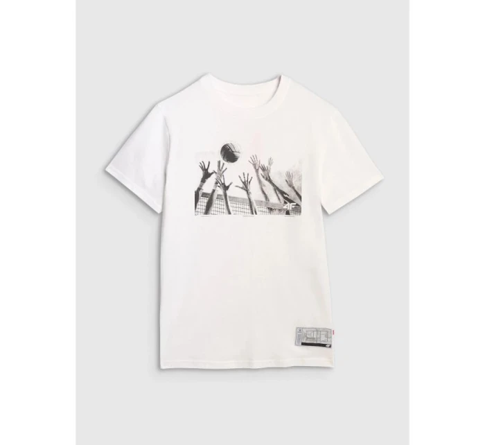 Pánske volejbalové tričko s potlačou 4F 4FRAW25TTSHM3319-10S Pánske volejbalové tričko s potlačou 4F 4FRAW25TTSHM3319-10S