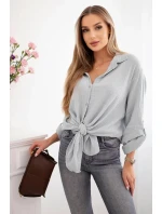 Bavlnené mušelínové tričko Plus Size Grey Bavlnené mušelínové tričko Plus Size Grey