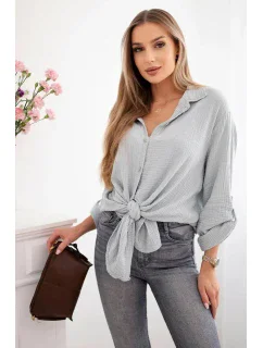 Bavlnené mušelínové tričko Plus Size Grey