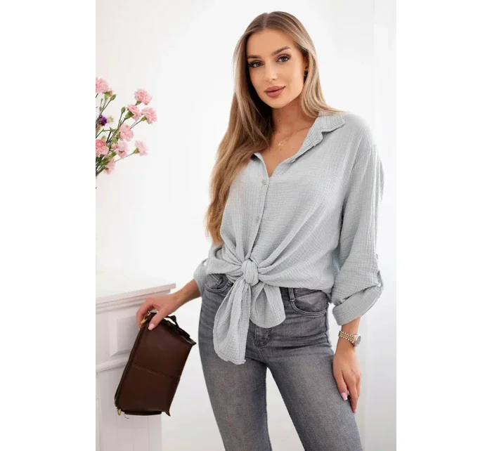 Bavlnené mušelínové tričko Plus Size Grey Bavlnené mušelínové tričko Plus Size Grey