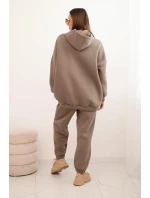Dámský teplákový komplet model 21441630 z bavlny s kapucí fango - K-Fashion Dámský teplákový komplet model 21441630 z bavlny s kapucí fango - K-Fashion