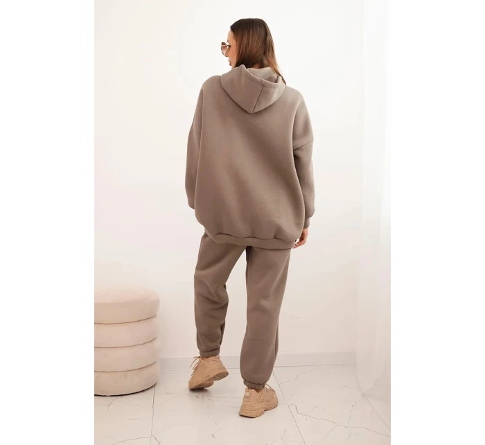 Dámský teplákový komplet model 21441630 z bavlny s kapucí fango - K-Fashion Dámský teplákový komplet model 21441630 z bavlny s kapucí fango - K-Fashion