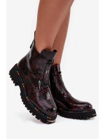 Lakované dámské obuv z přírodní kůže s bordó model 21712396 - Artiker Lakované dámské obuv z přírodní kůže s bordó model 21712396 - Artiker