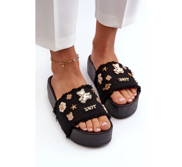 Dámske papuče na platforme s kolíkmi Black Zranesia Dámske papuče na platforme s kolíkmi Black Zranesia