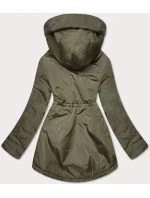 Kaki-biela dámska bunda pre prechodné obdobie (B8037-11026) Kaki-biela dámska bunda pre prechodné obdobie (B8037-11026)