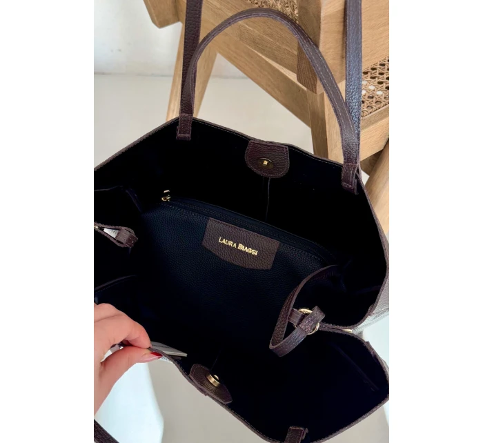 Taška shopper z přírodní kůže čokoládová Halinne Taška shopper z přírodní kůže čokoládová Halinne