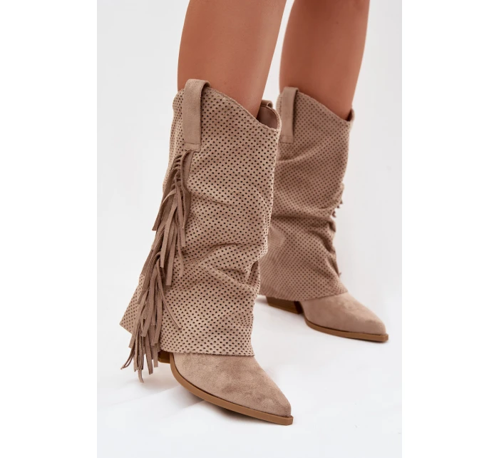 Kovbojky s třásněmi na klínu Béžové Pireya