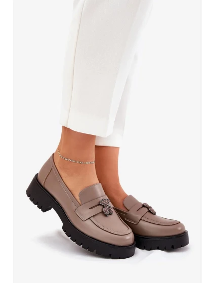 Dámske kožené mokasíny "Miś" Vinceza - béžové