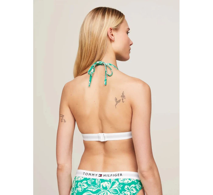 Dámska plavková podprsenka UW0UW05367 0IE zelená so vzorom - Tommy Hilfiger