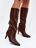 Dámske čižmy na podpätku CLS-573/C-356 Brown . Joalice Paris