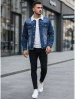 Pánská zateplená džínová bunda s ovčí kůží modrá Dstreet model 21995193 - FashionStreet