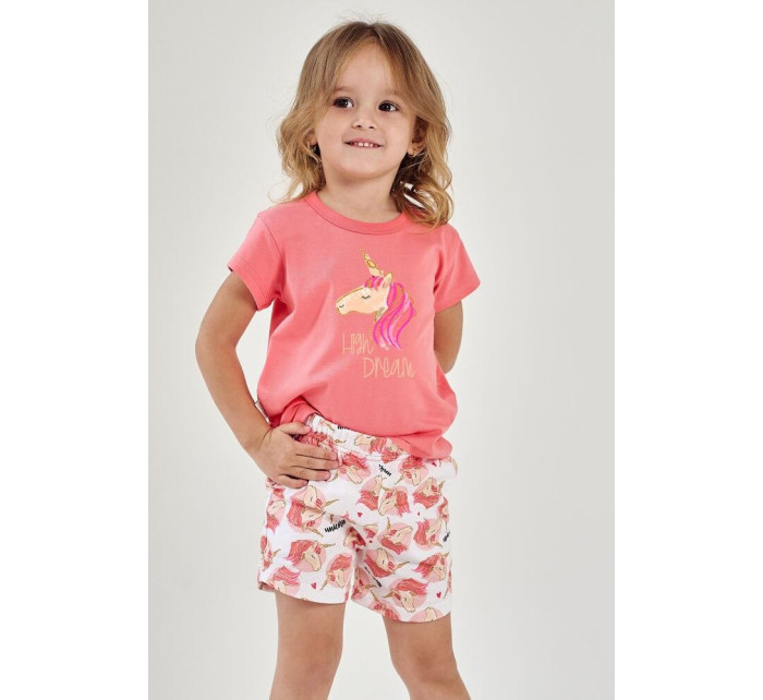 Letné dievčenské pyžamo Mila ružové s jednorožcom