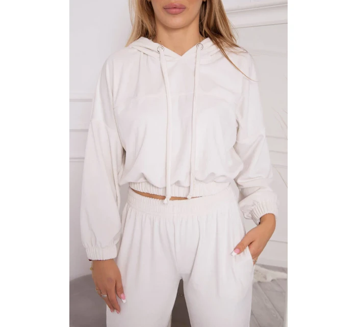 Velurová souprava s kapucí ecru Velurová souprava s kapucí ecru