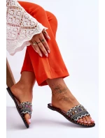 Damskie Zdobione Klapki Czarne Bellisa