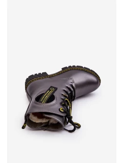 Dziecięce Ocieplane Botki Trapery Szare Iomare