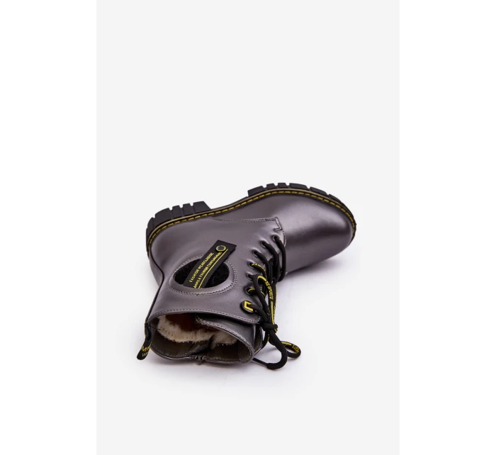 Dziecięce Ocieplane Botki Trapery Szare Iomare