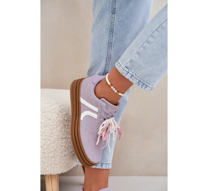 Dámské Tenisky Na Platformě S Ozdobami Fialové model 21688396 - Boto Dámské Tenisky Na Platformě S Ozdobami Fialové model 21688396 - Boto