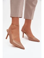 Lakované lodičky na jehlovém podpatku tmavě béžové Phelia Lakované lodičky na jehlovém podpatku tmavě béžové Phelia