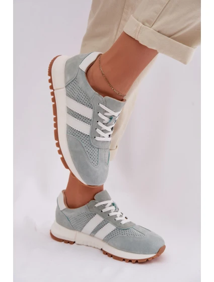 Dámské tenisky z přírodního semiše mátové model 22007477 - EVENTO