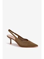 Dámské sandály z síťovaného materiálu na jehle Zelená Emiliana