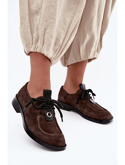 Dámské barefoot polobotky z přírodního semiše model 22356075 hnědé - D&A Dámské barefoot polobotky z přírodního semiše model 22356075 hnědé - D&A