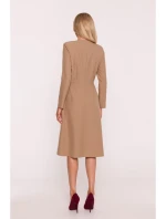 S413 Šaty s mašľami - béžové
