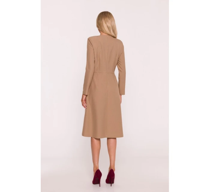 S413 Šaty s mašľami - béžové