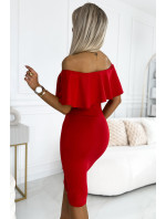 Marbella - Červené dámske šaty s rukávmi v španielskom štýle 138-9