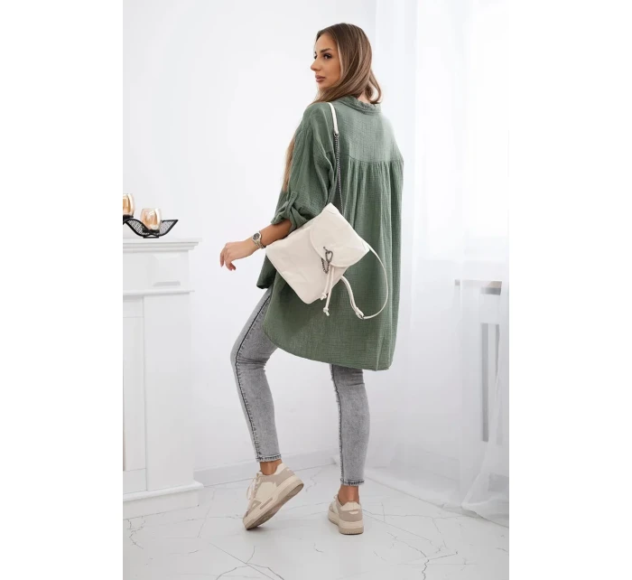 Bavlnená mušelínová košeľa khaki