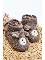 Kapcie Dziecięce Ocieplane Z Misiem Szare Eberra