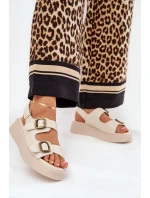 Dámské Sandály Na Platformě A Klínu S Přezkami Béžové model 21688795 - Boto Dámské Sandály Na Platformě A Klínu S Přezkami Béžové model 21688795 - Boto