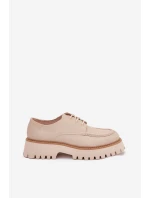 Półbuty Mokasyny Damskie Ze Sznurowaniem Big Star NN274053 Beżowe