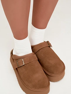 Kožené semišové sněhule na platformě s přezkou Big Star model 22539732 Camel - Big Star Shoes