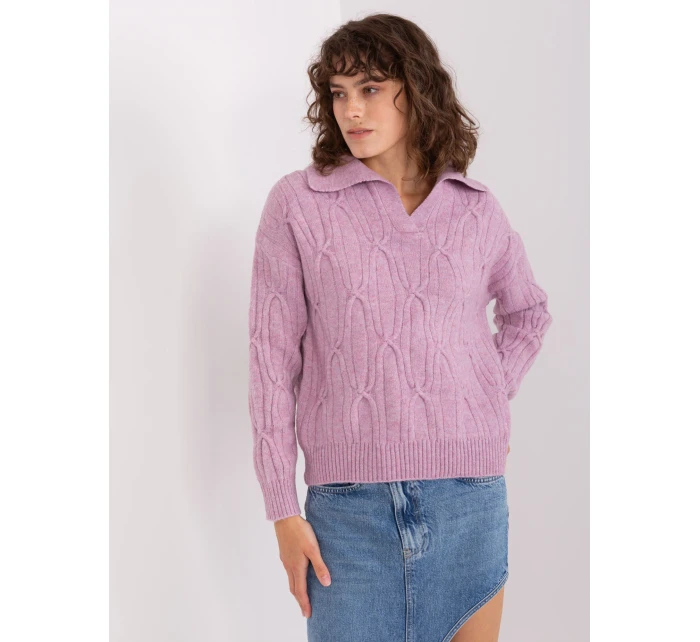 Sweter AT SW jasny fioletowy model 19018547 - FPrice Sweter AT SW jasny fioletowy model 19018547 - FPrice