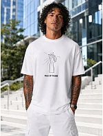 Pánske bavlnené tričko nadrozmernej veľkosti s bielou potlačou FashionStreet NX1003R Pánske bavlnené tričko nadrozmernej veľkosti s bielou potlačou FashionStreet NX1003R