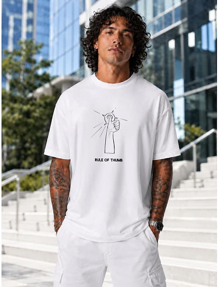 Pánske bavlnené tričko nadrozmernej veľkosti s bielou potlačou FashionStreet NX1003R Pánske bavlnené tričko nadrozmernej veľkosti s bielou potlačou FashionStreet NX1003R