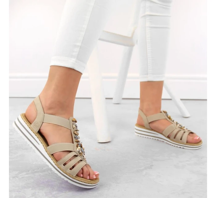 Pohodlné sandále Rieker W RKR680 beige