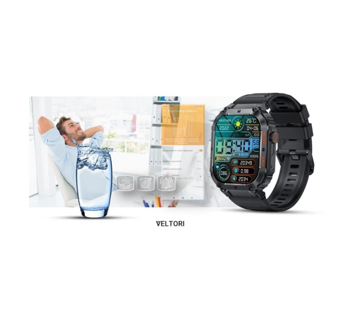 VELTORI VT200-1 Smartwatch Čierny silikónový remienok VELTORI VT200-1 Smartwatch Čierny silikónový remienok