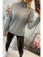 Polovičný sveter s rolákom sivý