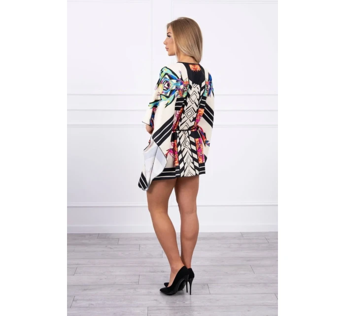 model 18746606 šaty s vázáním v pase ecru - K-Fashion