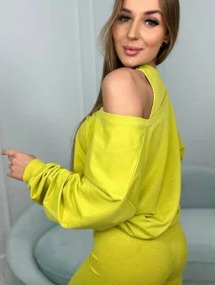 model 18752914 set halenka + top + legíny kiwi - K-Fashion