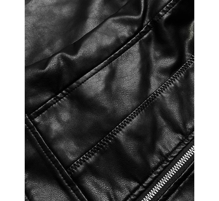 Čierna bunda ramoneska so stojačikom (11Z8051)