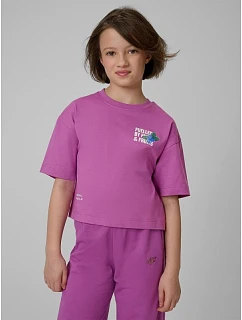 Dievčenské voľné tričko s potlačou 4F 4FJRSS26TTSHF3827-51S