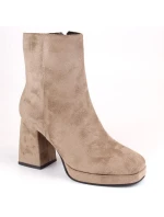 W model 18913182 béžové semišové boty na jehlovém podpatku - JEZZI W model 18913182 béžové semišové boty na jehlovém podpatku - JEZZI