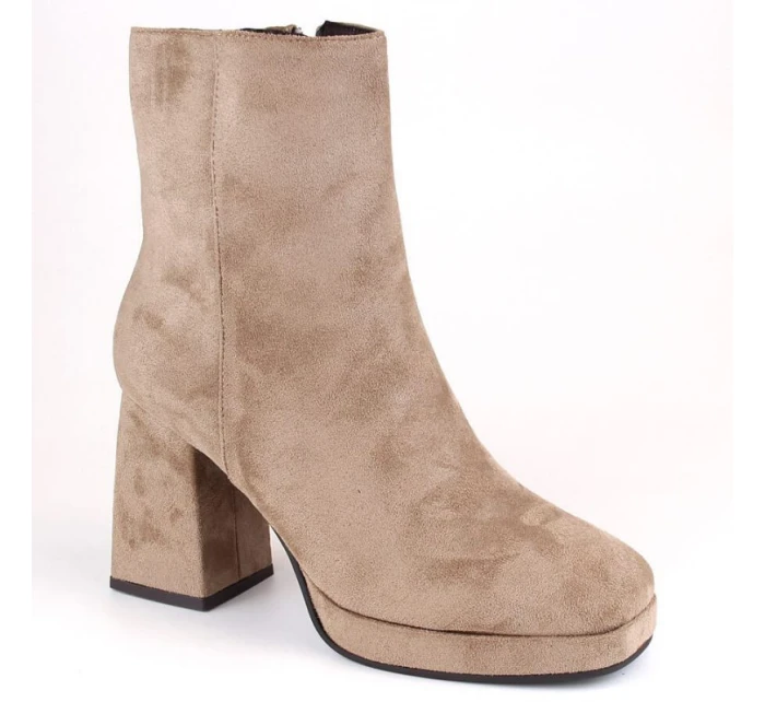 W model 18913182 béžové semišové boty na jehlovém podpatku - JEZZI W model 18913182 béžové semišové boty na jehlovém podpatku - JEZZI